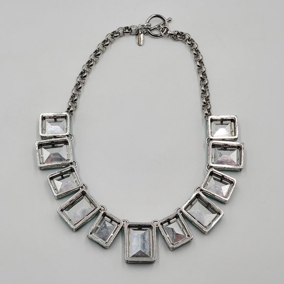 Ann Taylor Silver Aqua Faux Moonstone Bib Necklace - Picture 10 of 16
